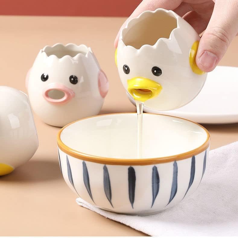 Fonture Egg White Yolk Separator Kitchen Egg Separator Yolk Separator Cute Egg Filter Egg Separator Creative Kitchen Tool Household (Yellow) - Image 1
